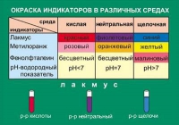 Таблица Окраска индикаторов в различных средах (винил) - «globural.ru» - Нерюнгри