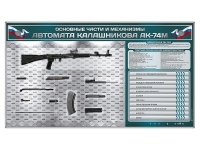 Электрифицированный стенд "Основные части и механизмы автомата Калашникова АК-74М" с полноразмерными, оригинальными макетами деталей и механизмов под стеклом - «globural.ru» - Нерюнгри